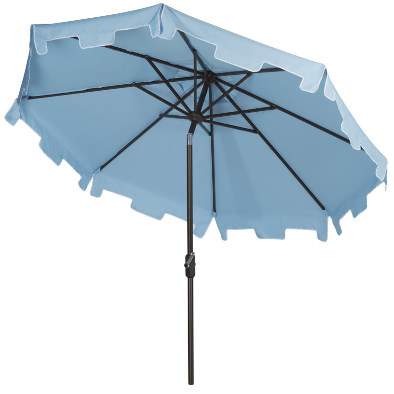 Parasol du marché Coramae, Bleu pastel / Blanc, Brun, l 130 po x P 130 po
