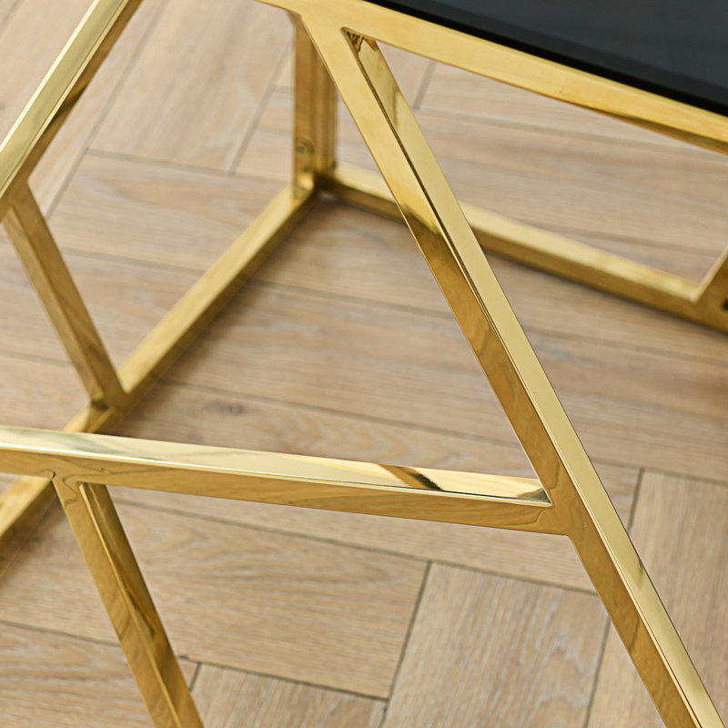 Console moderne en verre, derrière le canapé