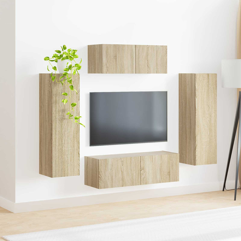 Unfinished Entertainment Centre for TVs up to 77", Sonoma Oak