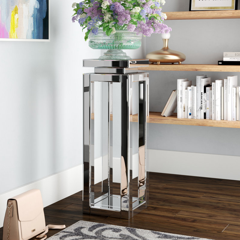 Sven Glass Top End Table, 36"H x 12"W x 12"L