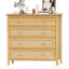 Buffet moderne en bois avec 4 tiroirs, grand rangement et éléments en rotin pour une utilisation polyvalente à la maison-648230054