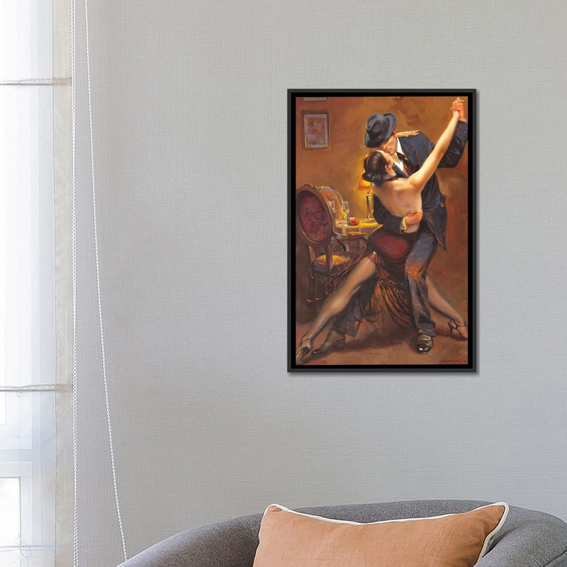 Tango par Maher Morcos - reproduction d'art, Pas de tapis, H 26 po x l 18 po x 1,5 po, Toile avec cadre noir