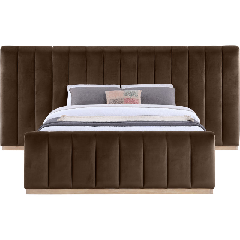 Lit en velours Amara, Grand, Velours brun