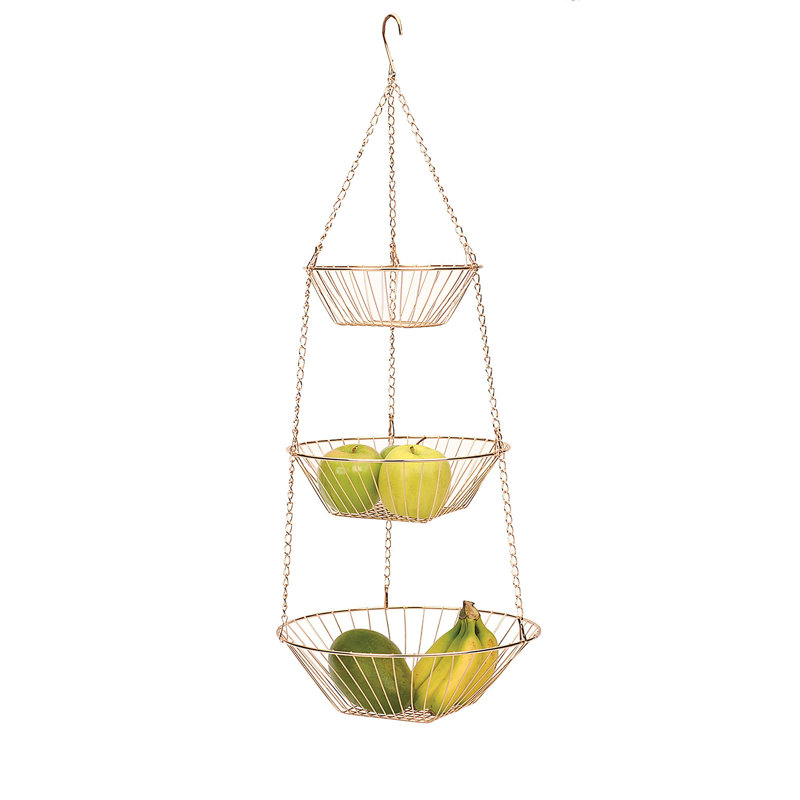 Hanging Storage Collection 3-Tier Baskets, Copper Wire