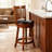 Rotating Bar Stools Set of 2, Traditional Padded Faux Leather Swivel Bar Stool with Footrest for Kitchen Island, Counter Height (Set of 2)