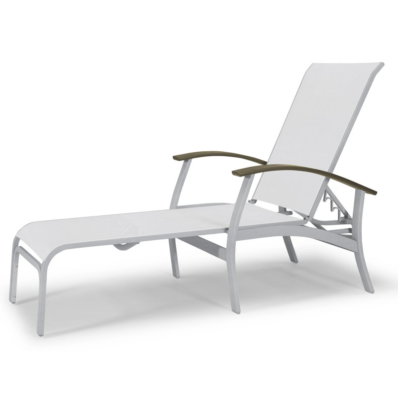 Belle Isle Outdoor Chaise Lounge, White 6D Sunbrella®, Beachwood P40, Textured Kona