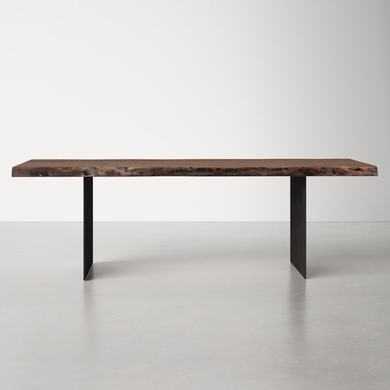 Roberto 94'' Brown Acacia Wood Dining Table with Iron Base