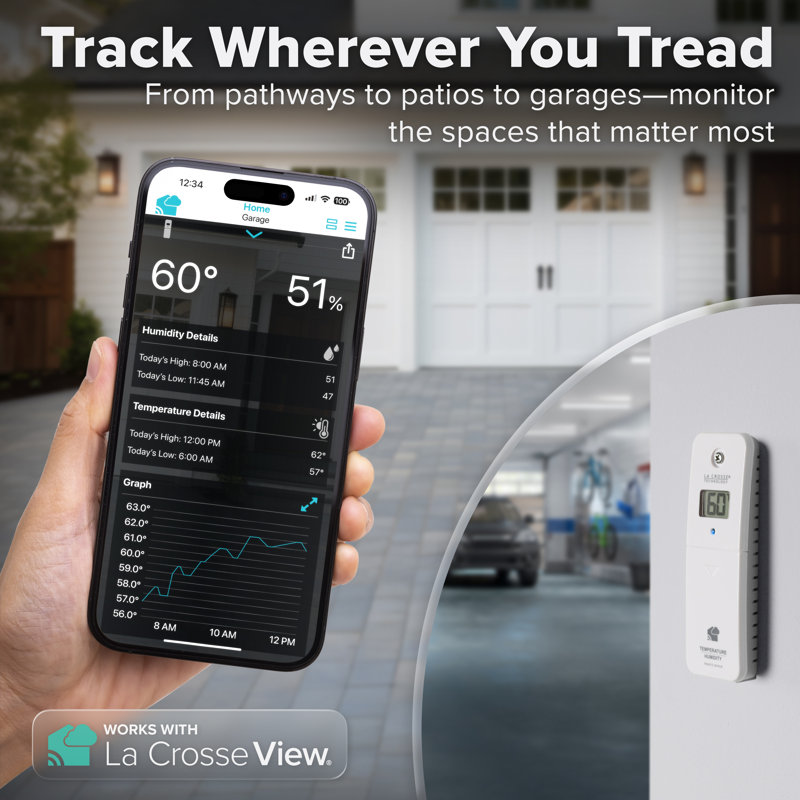 Système d'alerte et de surveillance Wi-Fi Temp Tracker de La Crosse Technology, X100-TH-01, X100-TH-01