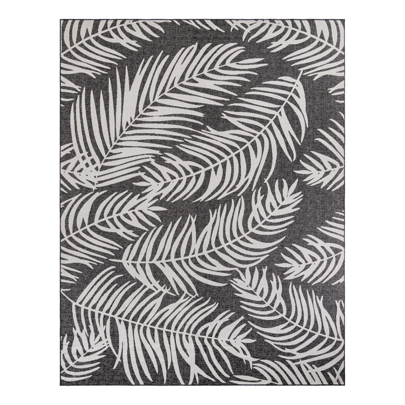 Valletta Floral Charcoal/Gray/Ivory Indoor/Outdoor Area Rug, Rectangle 10' x 13'1"