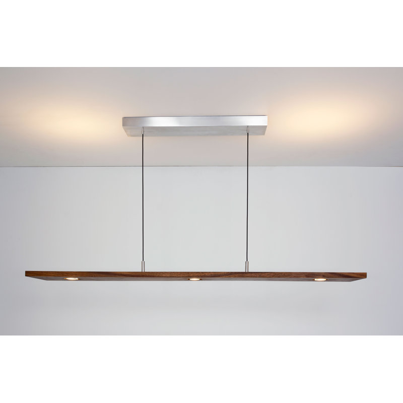 Vix Dimmable LED Pendant, 2700K, Dark Stained Walnut, 0.75" H x 48" W x 8" D