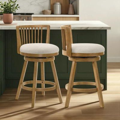 Drumrankin Counter Height Or Bar Height Rubberwood Barstool With Fabric Seat - Set Of 2 by Corrigan Studio