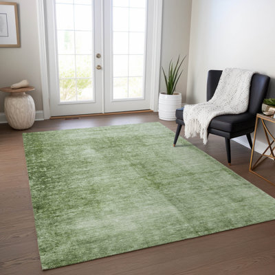 Machine Washable Indoor/Outdoor Xhevrie Aloe Rug