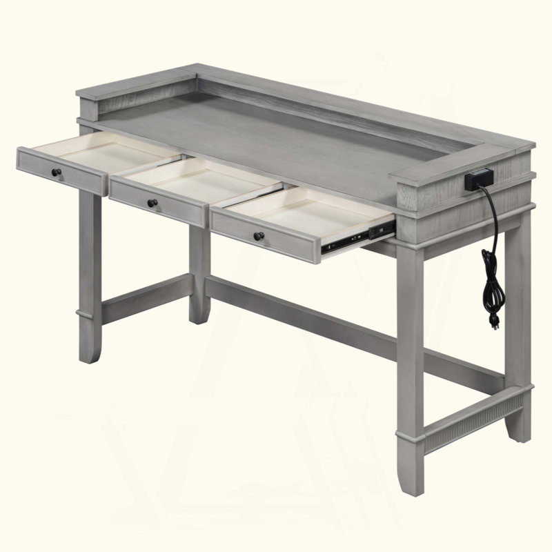 Ensemble de table de salle à manger 4 pièces pour 3 personnes, ensemble de table et chaises de cuisine rétro avec 3 tiroirs de rangement, idéal pour les petits espaces