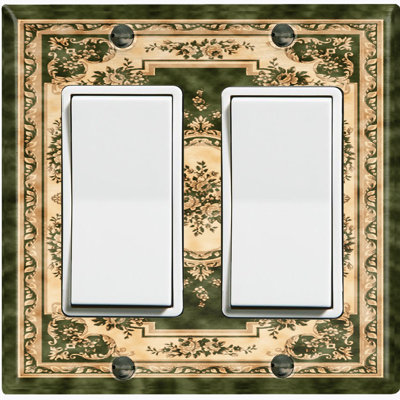 Elegant Beige Green Carpet Rug Print Nature Themed 2 - Gang Rocker Standard Wall Plate