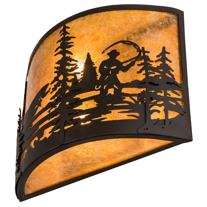Fly Fishing Creek 2-Light Flush Mount, Amber, 2
