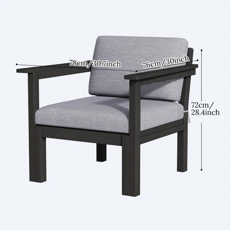 Ensemble de conversation d'extérieur 4 personnes, fauteuil avec coussins et table d'appoint HiPS, noir, Noir