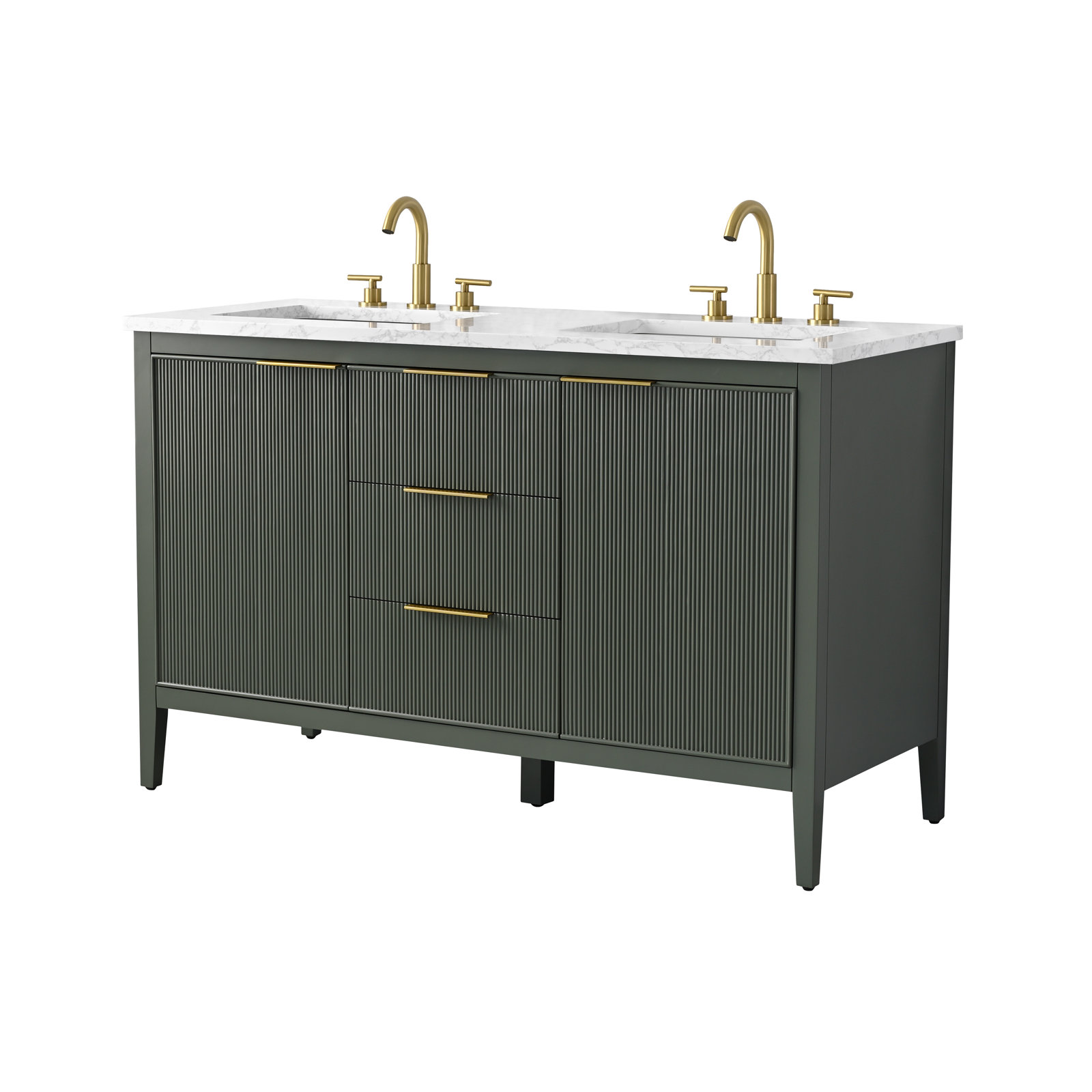 Bilroy 54" Double Vanity, Vintage Green/Brushed Bronze