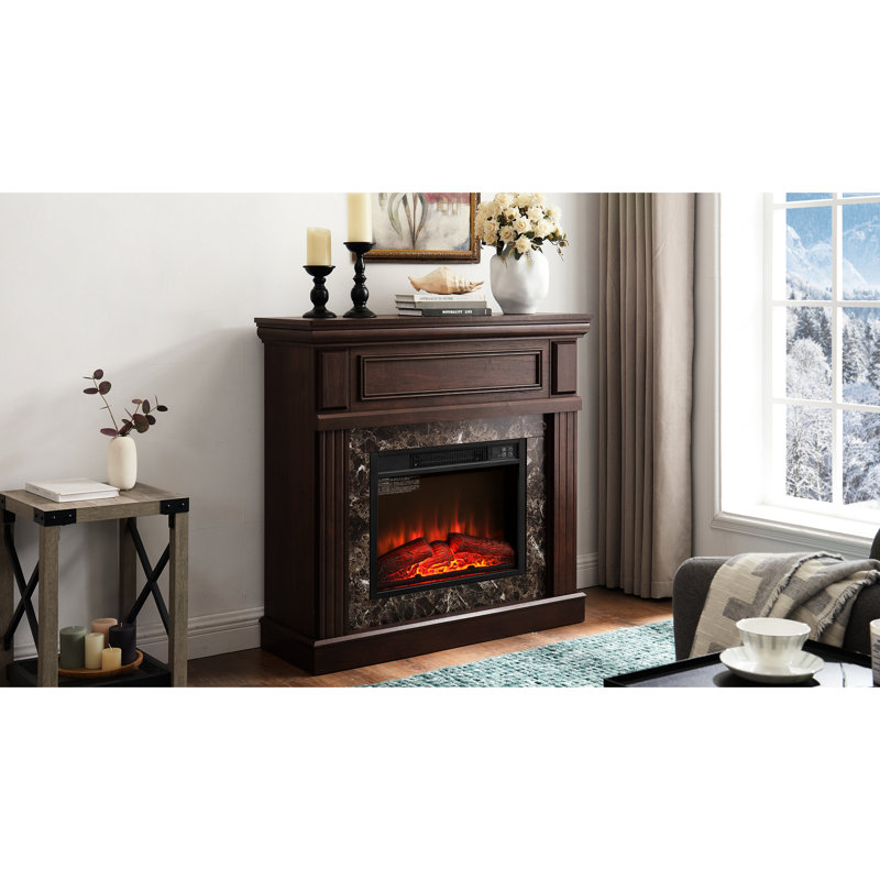 Foyer électrique télécommandé avec insert de 23 po, flamme réglable, cerisier, l 41,34 po x P 14 po x H 40 po, 1400 W / 4777, 62 62 température, minuterie de 6 minutes et 6 heures, luminosité de 3 flammes, surface lisse