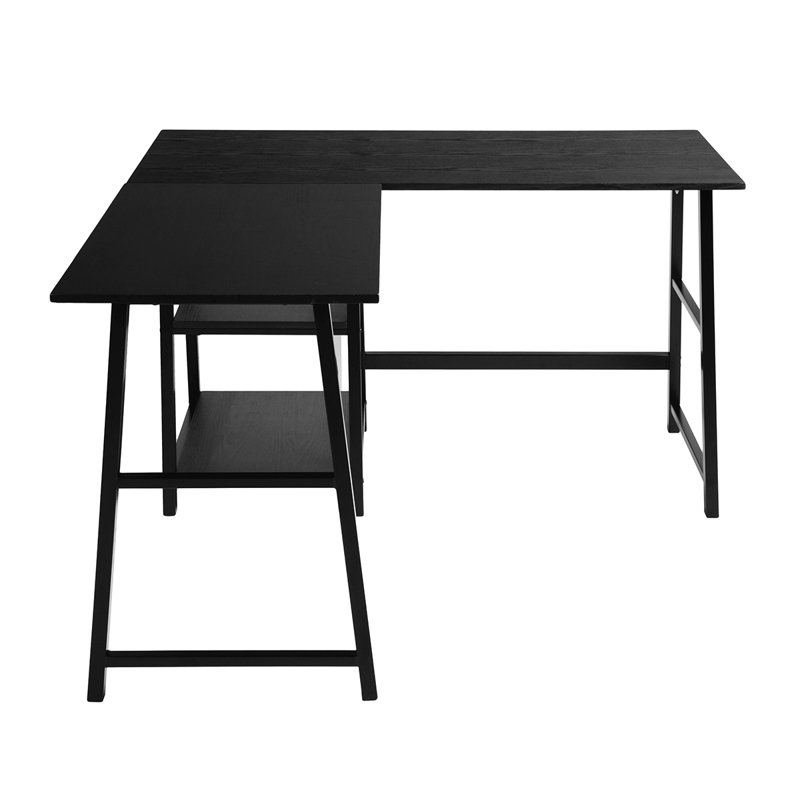 Charge L-Shaped Writing Desk, Black, 75cm H x 120cm W x 120cm D