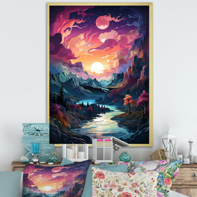 Aurore boréale paysage aquarelle VI - aurore boréale, art mural_106495