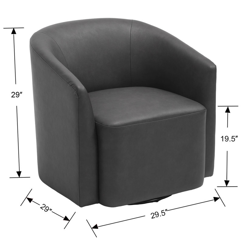 Swivel Armchair With Metal Base, Charcoal