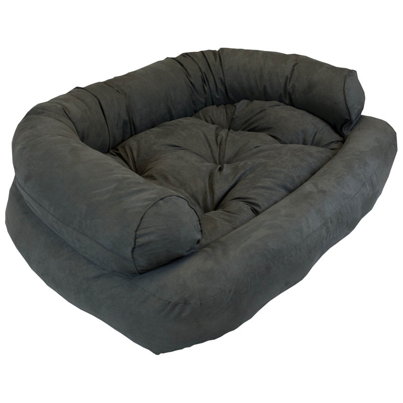 Canapé pour chien de luxe avec traversin en microsuède ultrarembourré Snoozer, Petit (l 20 po x P 30 po x H 8 po), Anthracite