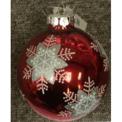 Red and White Snowflake Christmas Ball Ornament