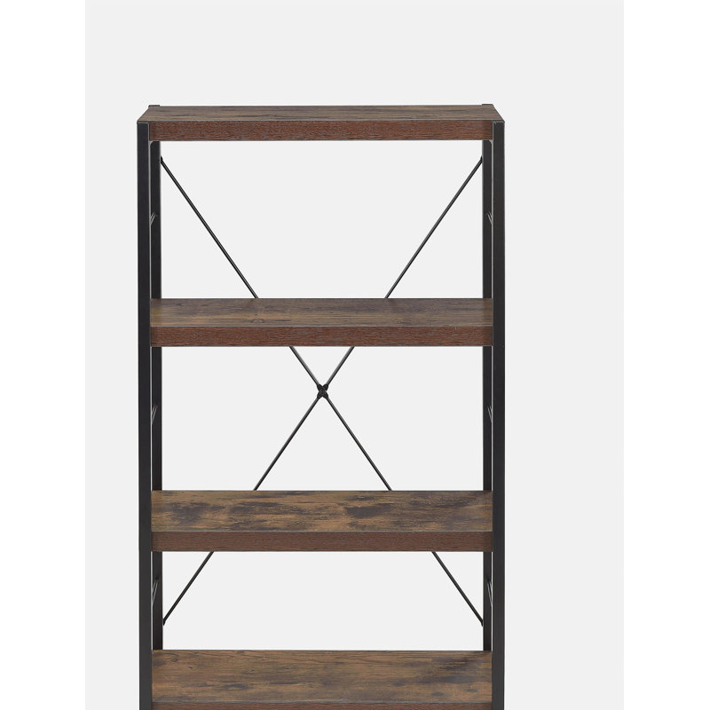 Weathered oak and black 3-tier bookshelf, Black/Brown