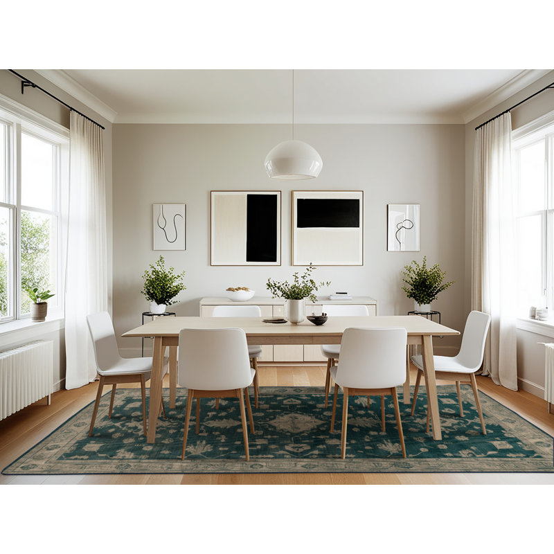 Machine Washable Overdyed Blue Area Rug, Rectangle 7' x 10'