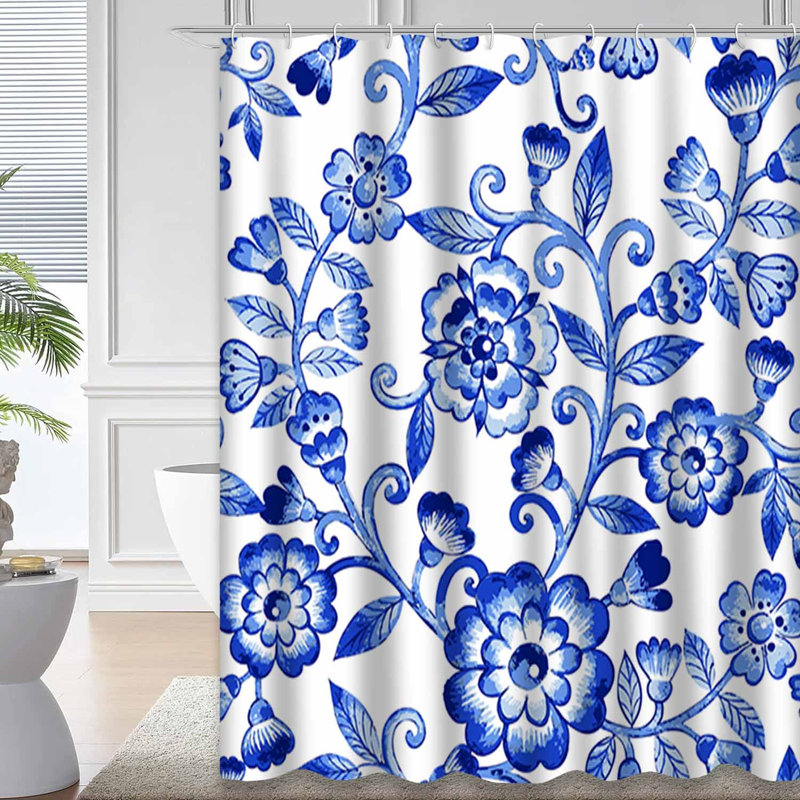 Rideau de douche à 12 crochets Floral, L 72 po x l 84 po