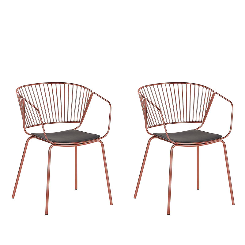 Boghos 44cm H Metal Slat Back Armchair, Copper