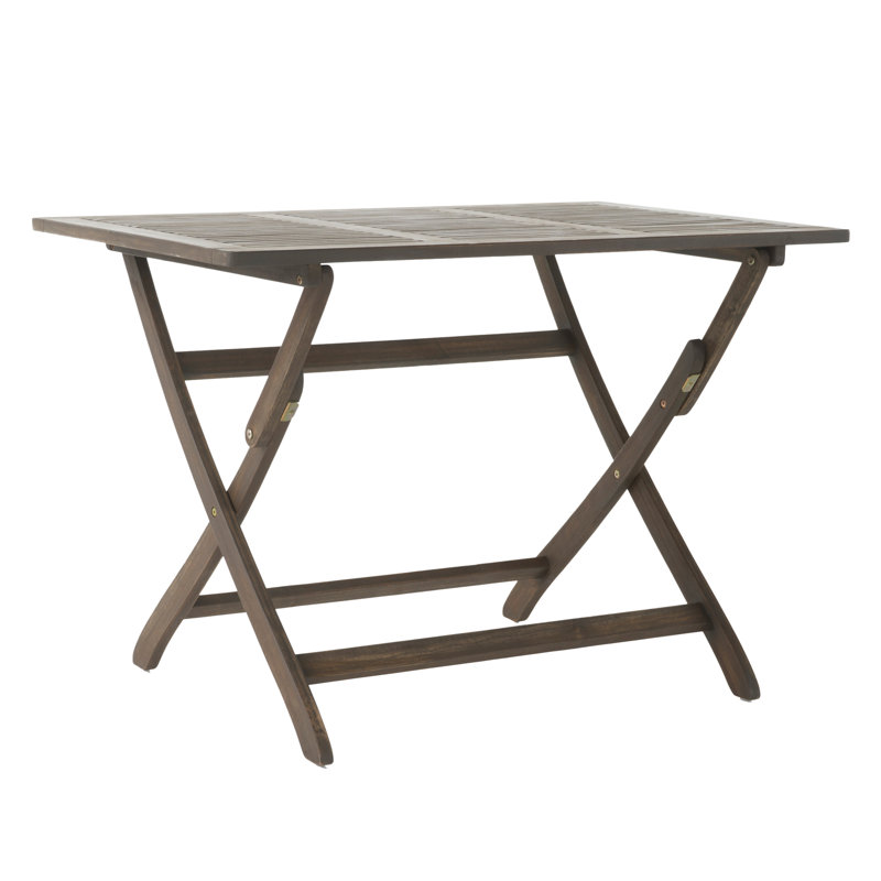 Table d'extérieur de 110 cm (43,5 po) - Bois, résistant à l'eau, plateau à lattes, gris, pliable, construction en bois, design, longueur, gris