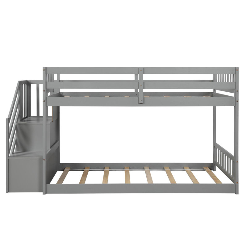 Kena Kids Twin Over Twin Bunk Bed, Grey