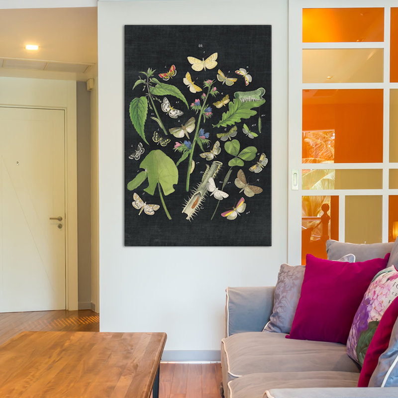 « papillon bouquet iii », impression sur toile tendue, H 40 po x l 26 po x P 1,5 po, Pas de tapis, Toile tendue