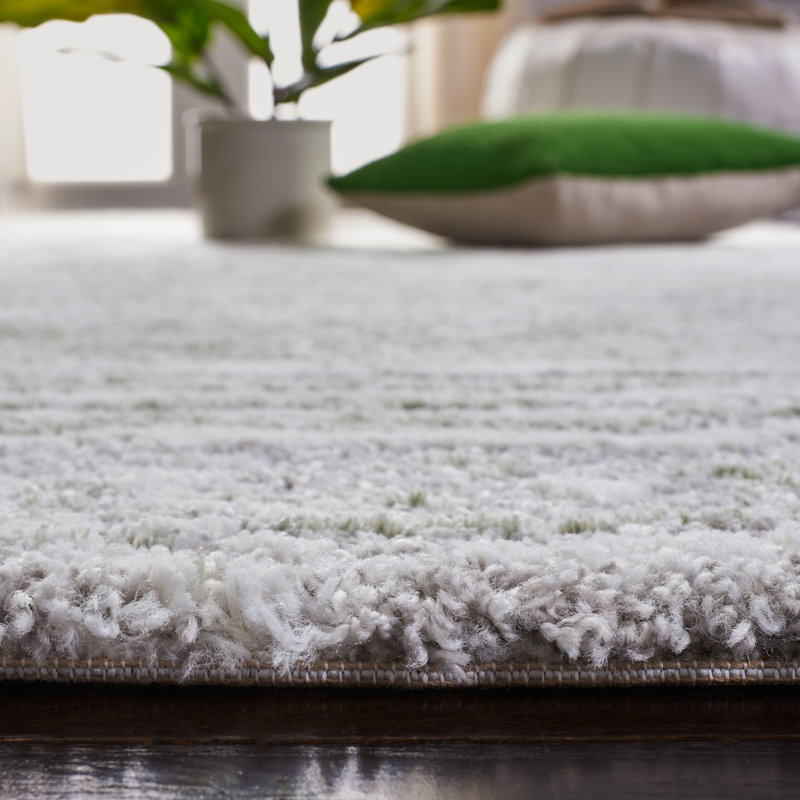 Hand-Knotted Gray Abstract Synthetic Rectangular Area Rug