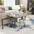 Grey And Silver End Table With Polished Metal Geometric Base