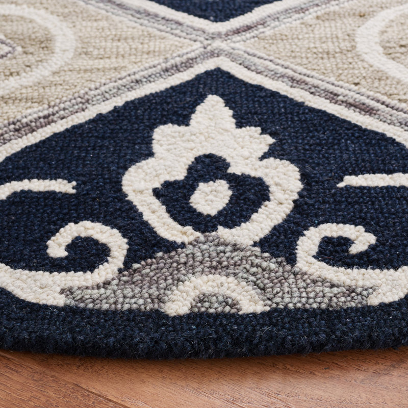 Empris Hand Tufted Wool Geometric Rug, Round 6'