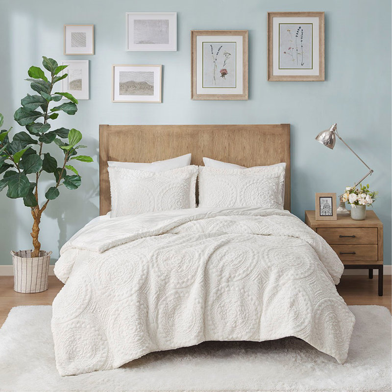 Mini ensemble d'édredon en fausse fourrure, Édredon simple + 6 taies décoratives