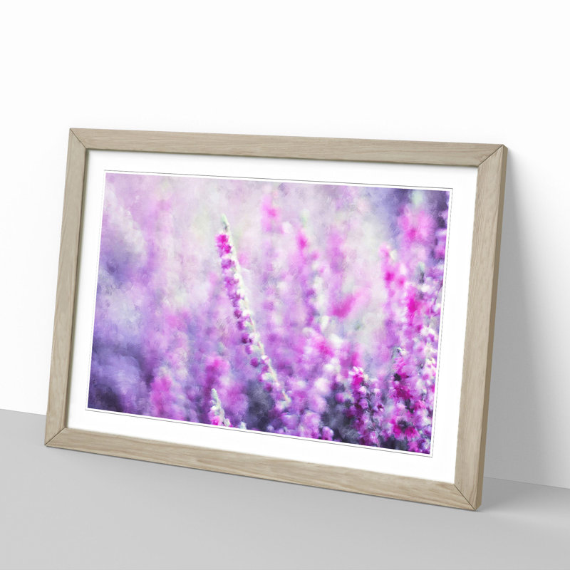 Purple Heather - Picture Frame Painting, Oak Framed, 27cm H x 36cm W x 2cm D