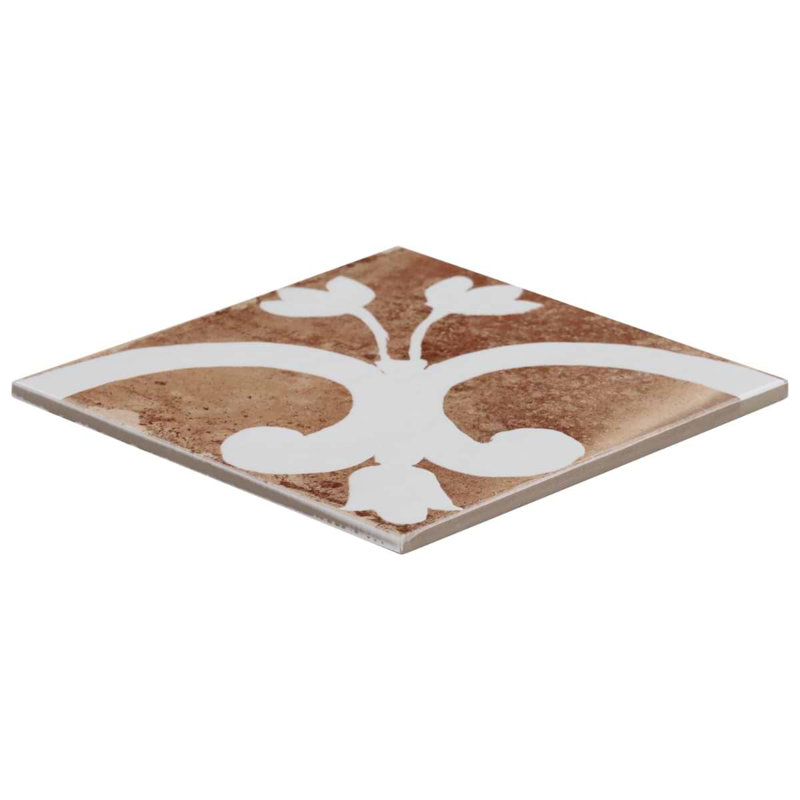 Angela Harris Mediterra Flora Terracotta 8X8 Matte Porcelain Tile