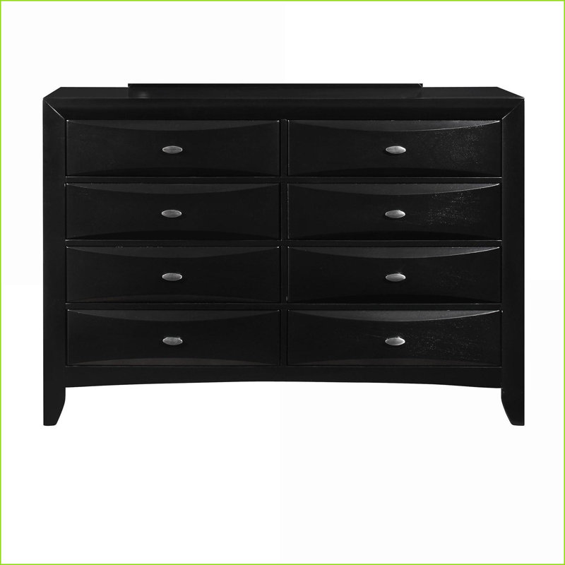 Dressers, Modern Lucille with Spacious Drawers | Chambered Fronts | Black | Solid Wood+MDF