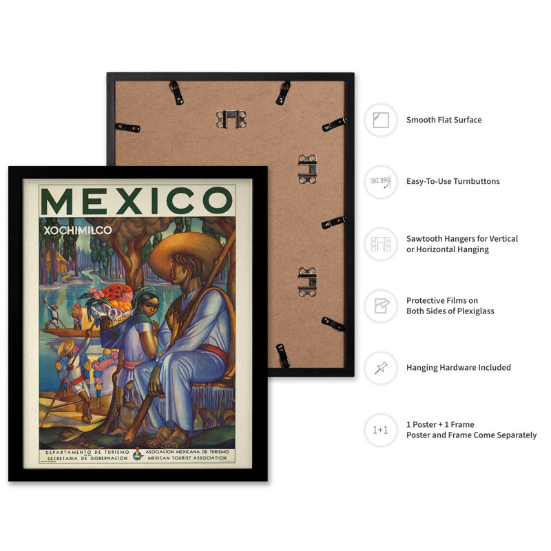 Mexique no 3, Cadre noir, Affiche, H 18 po x l 24 po