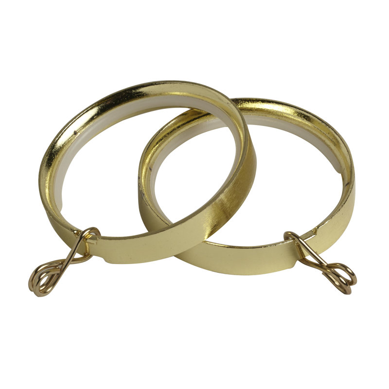 Buntin 2.54cm Curtain Rings, Pack 8, Bright Brass
