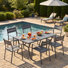 6-Person Patio Dining Set with 70.9" Rectangular Dining Table and 6 Stackable Dining Chairs