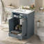 Meuble-lavabo bleu de 24 po avec lavabo intégré, armoire à 2 portes, tiroir basculant, rangement spacieux, look moderne, assemblage par l'utilisateur, double extension complète, assemblage facile à suivre, convient à