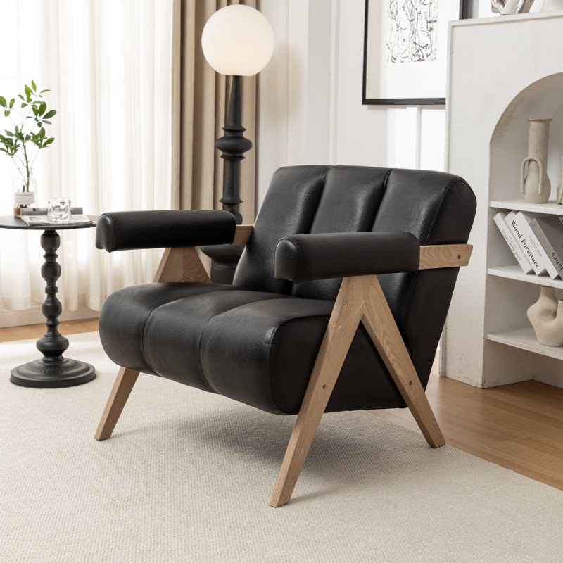 Fauteuil Bula, Similicuir noir