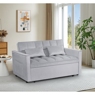 54Inch Adjustable Backrest Sofa Or Sofa Bed,Futon Sofa With Double Armrest And Pouch,Variable Bed 69.7Inch*46.5Inch