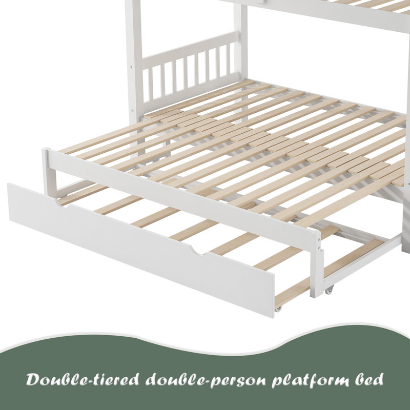 Twin Over Pull-Out Bunk Bed With Trundle, White