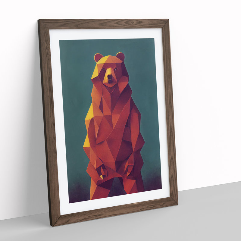 Excellent Bear Abstract - Framed Print, 46cm H x 34cm W x 2cm D, Walnut