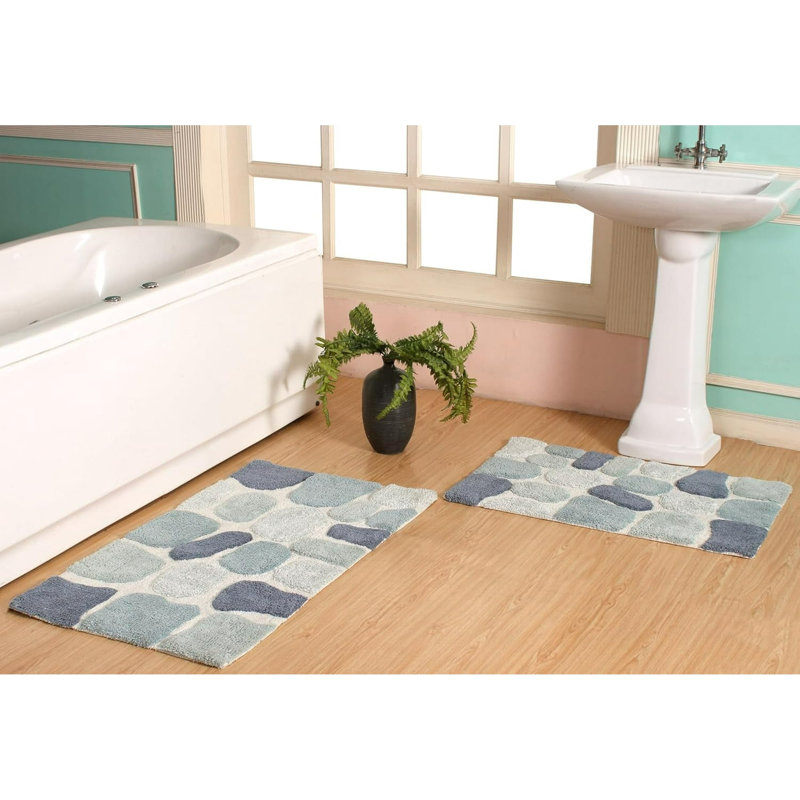 Ensemble de tapis de bain Creline, Bleu denim, L 24 po x L 40 po, l 21 po x L 34 po